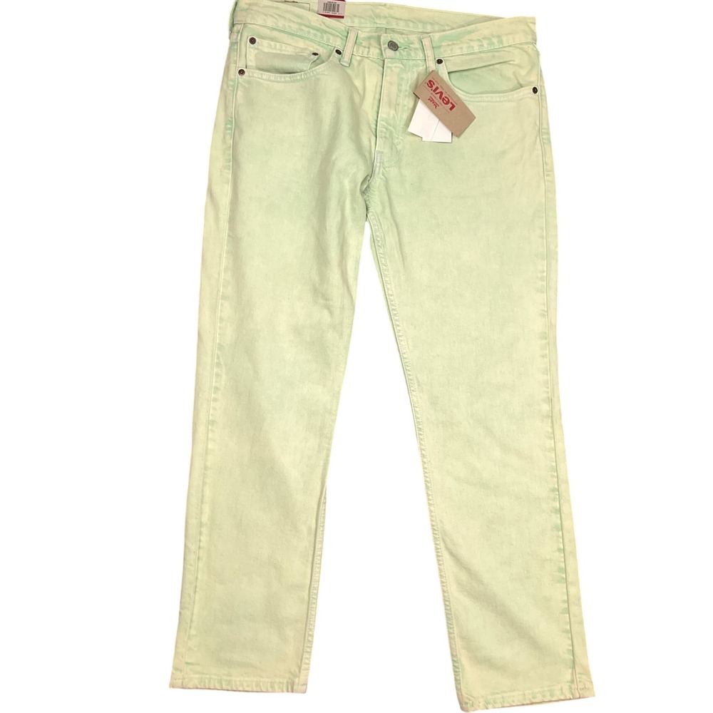 Levi's 511 Jeans Mens 36W 30L Lime Green Slim Acid Wash Denim 045112732